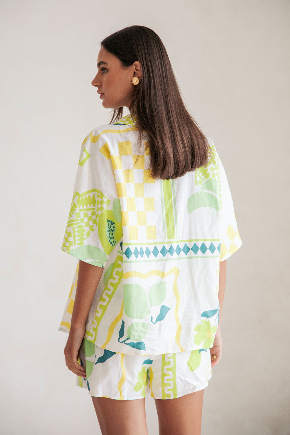 Exquisite Seona Top in Exclusive Prego Verde Print for Resort Style