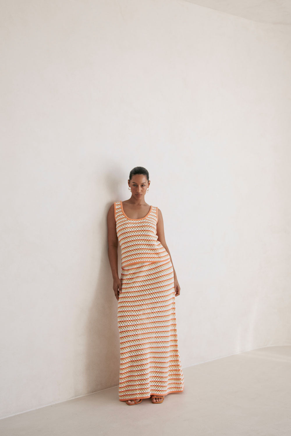 Stylish Women's Orange Erin Knit Maxi Skirt for Fashion Mix - and - Match