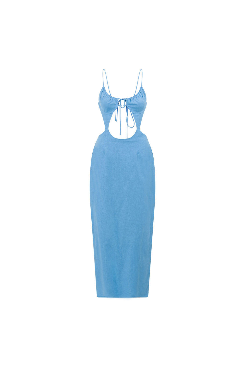 Cerulean Blue Structured Cotton Chele Midi Dress for Women