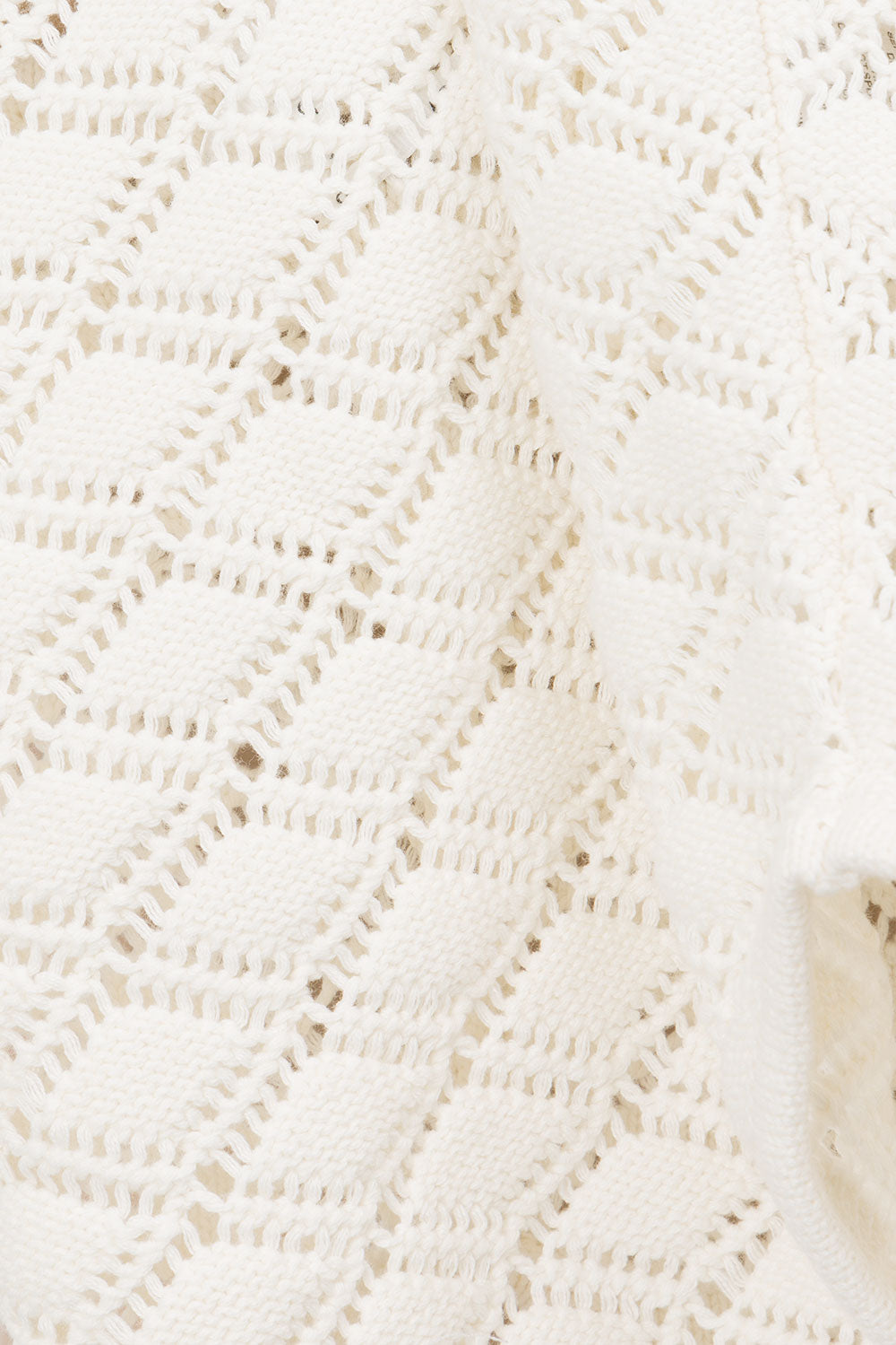 Exquisite White Natural Cotton Pointelle Knit Ria Women's Top