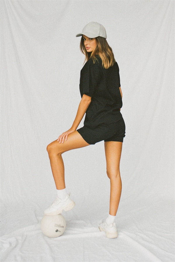 Stylish Black Natural Cotton Ribbed Mellow Women's Bike Shorts