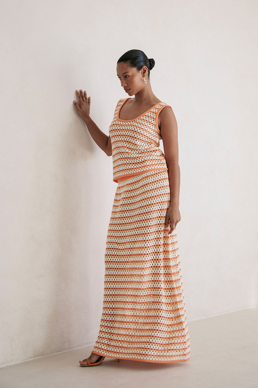 Stylish Women's Orange Erin Knit Maxi Skirt for Fashion Mix - and - Match