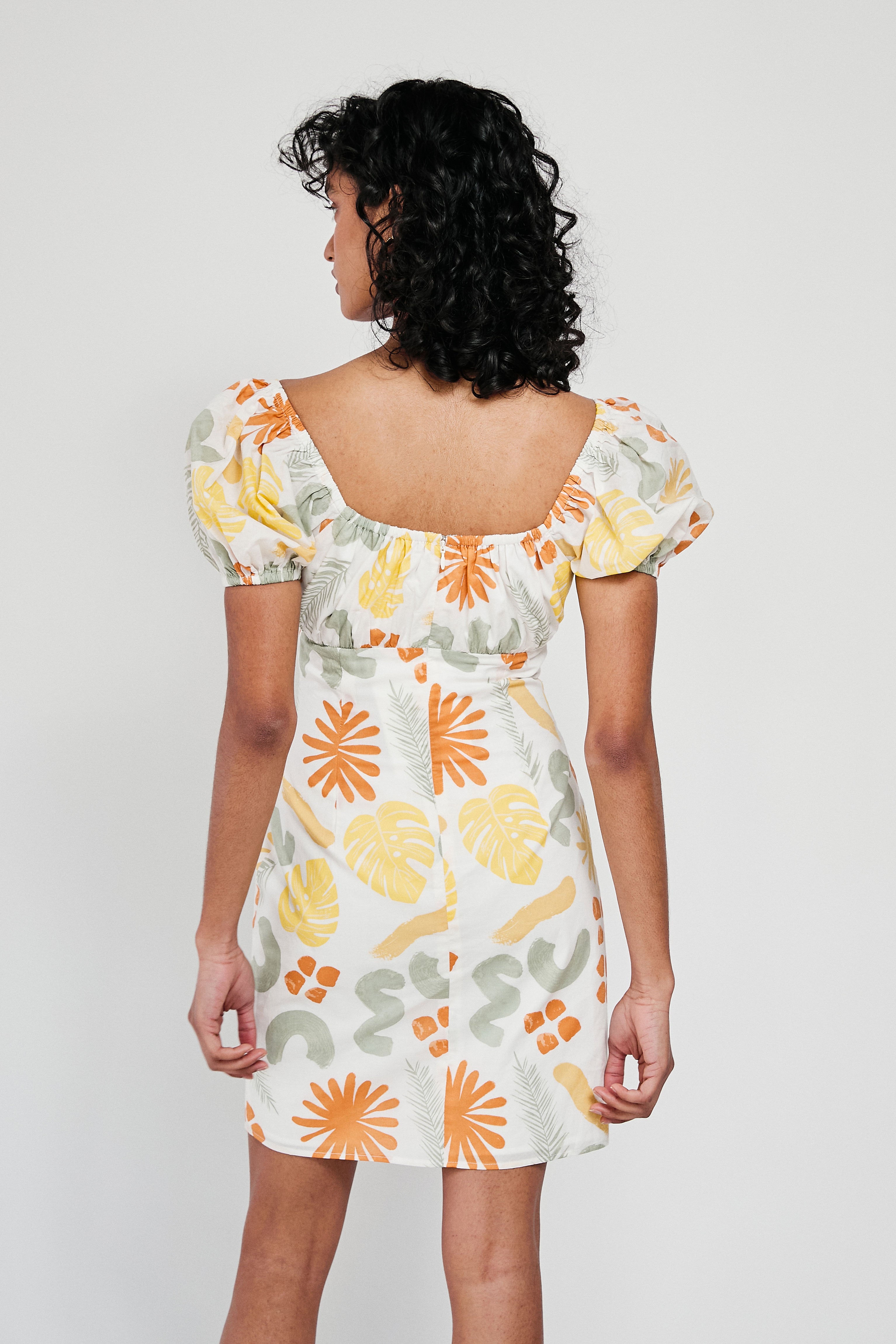 Exclusive Desert Leaf Print Women's Enga Dress