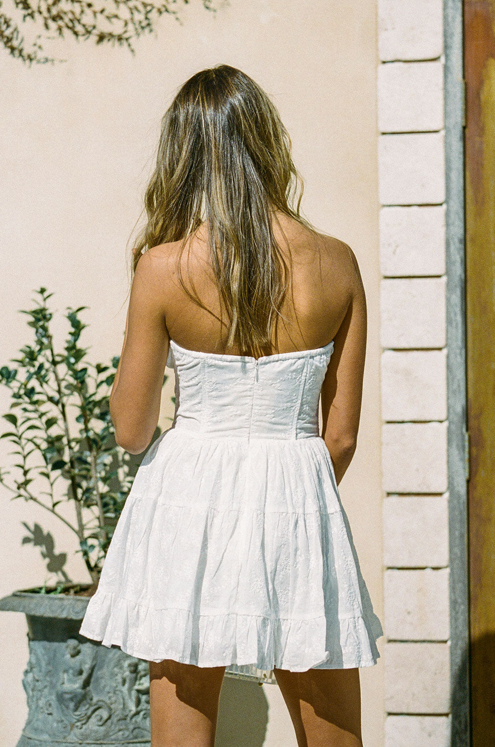 European Summer-Inspired Embroidered Strapless Sahara Party Dress