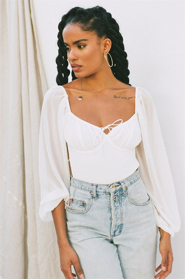 Whimsical Off - White Super Lightweight Sorrell Bodysuit with Unique Design
