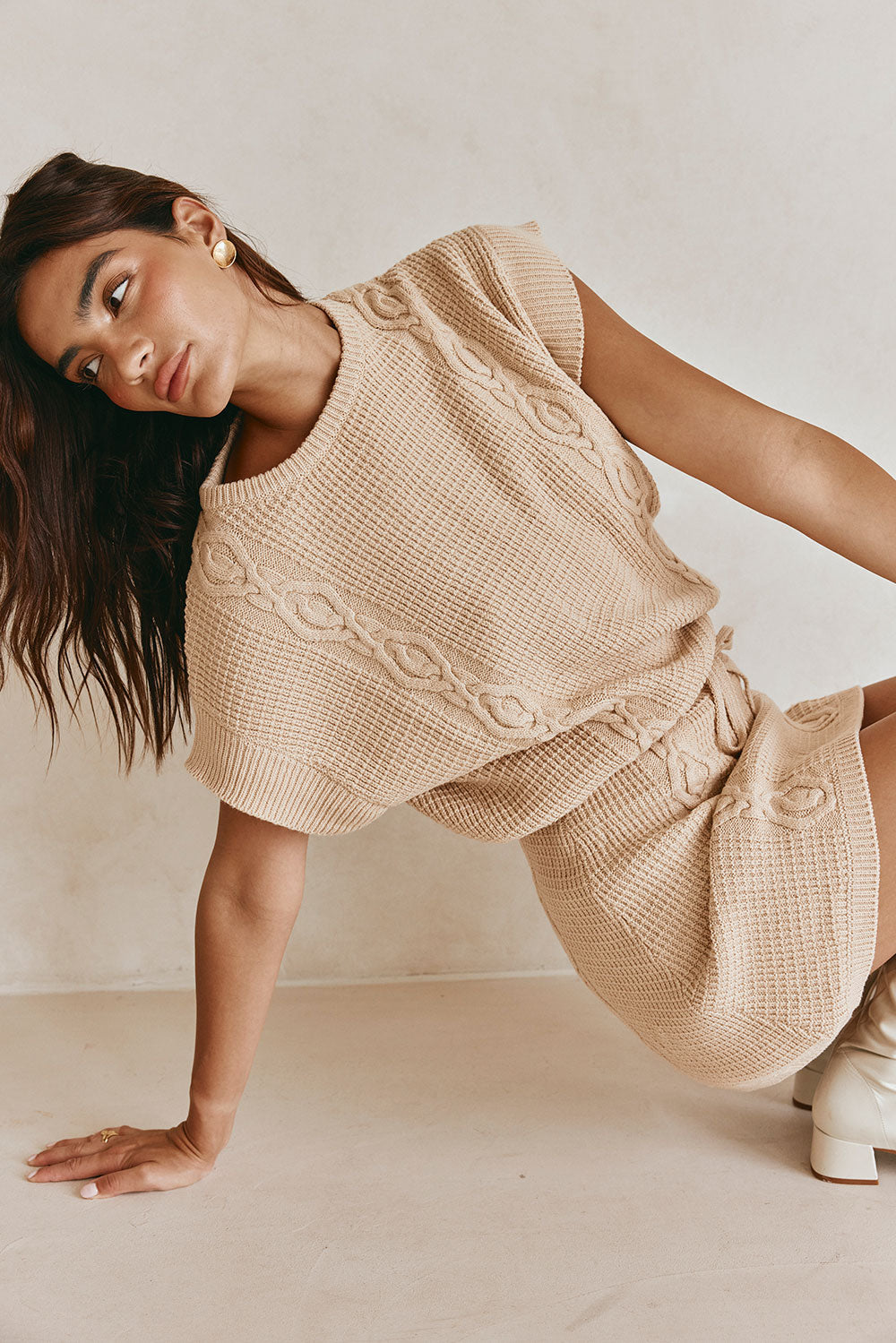 Elegant Saphira Cotton Blend Knit Dress for Women