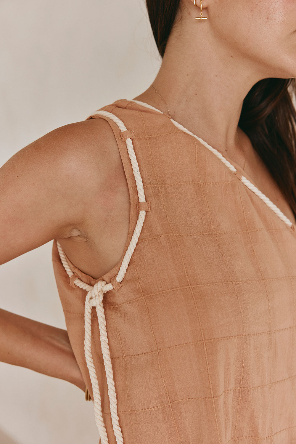 Dusty Rust Natural Cotton Asymmetric Strap Emmie Top for Seaside Summers