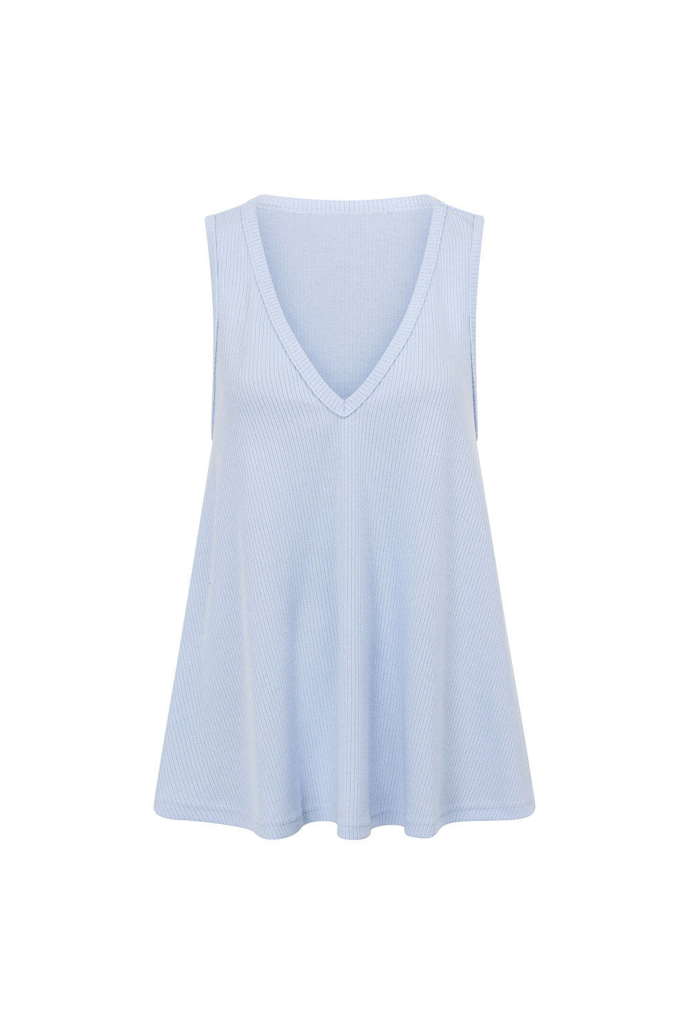 Sky Blue Soft Ribbed Knit Lana Women's Top