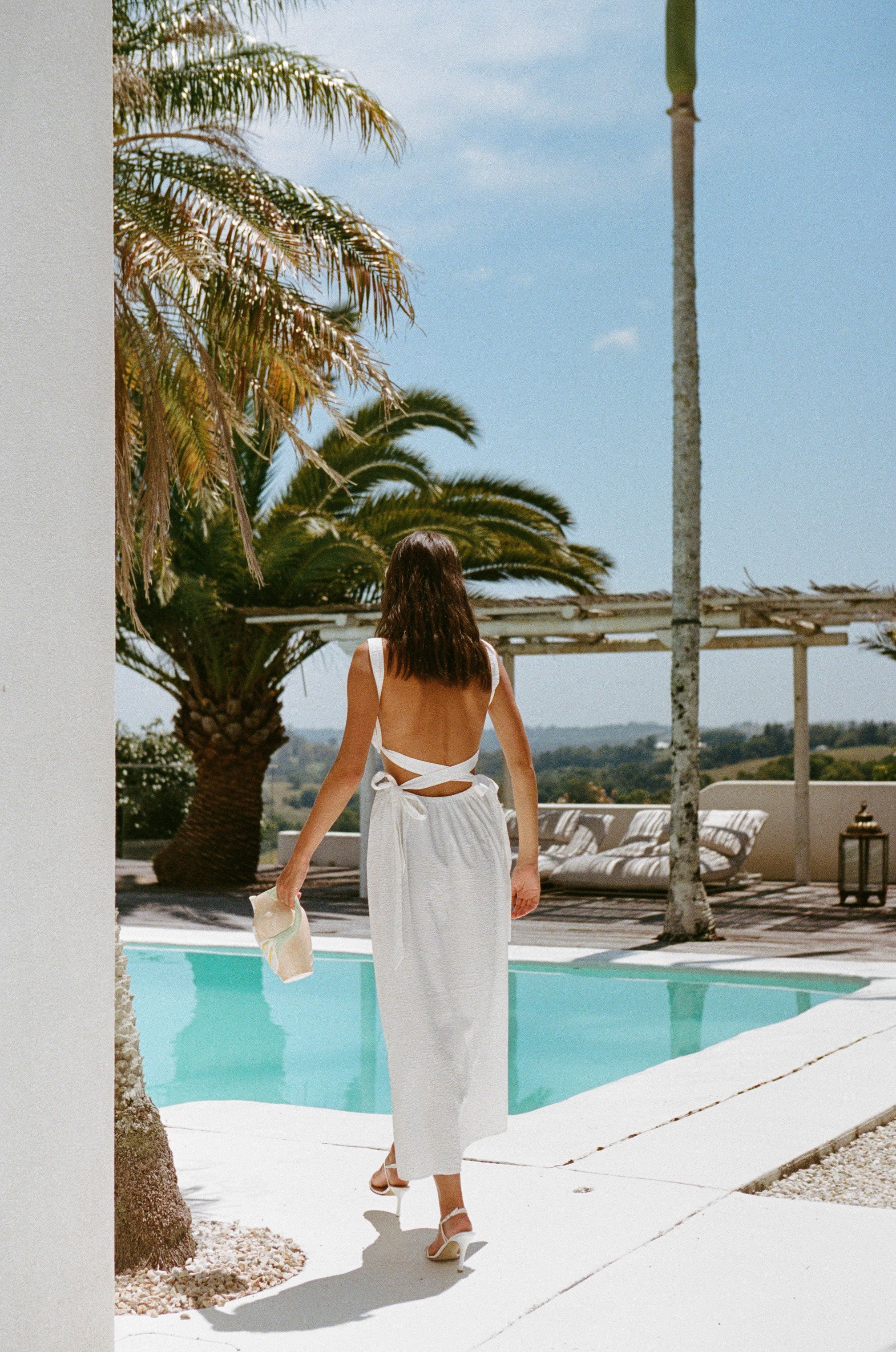 Exclusive Sabo-Designed White Lightweight Midi Akayla Dress