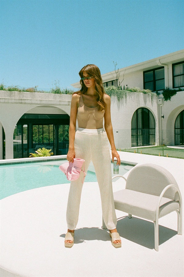 Tan Ribbed Benita Bodysuit - A Must-Have Denim Companion