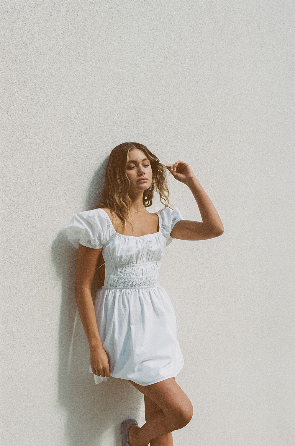 Elegant Women's White Yasmin Cotton Dress for Chic Look