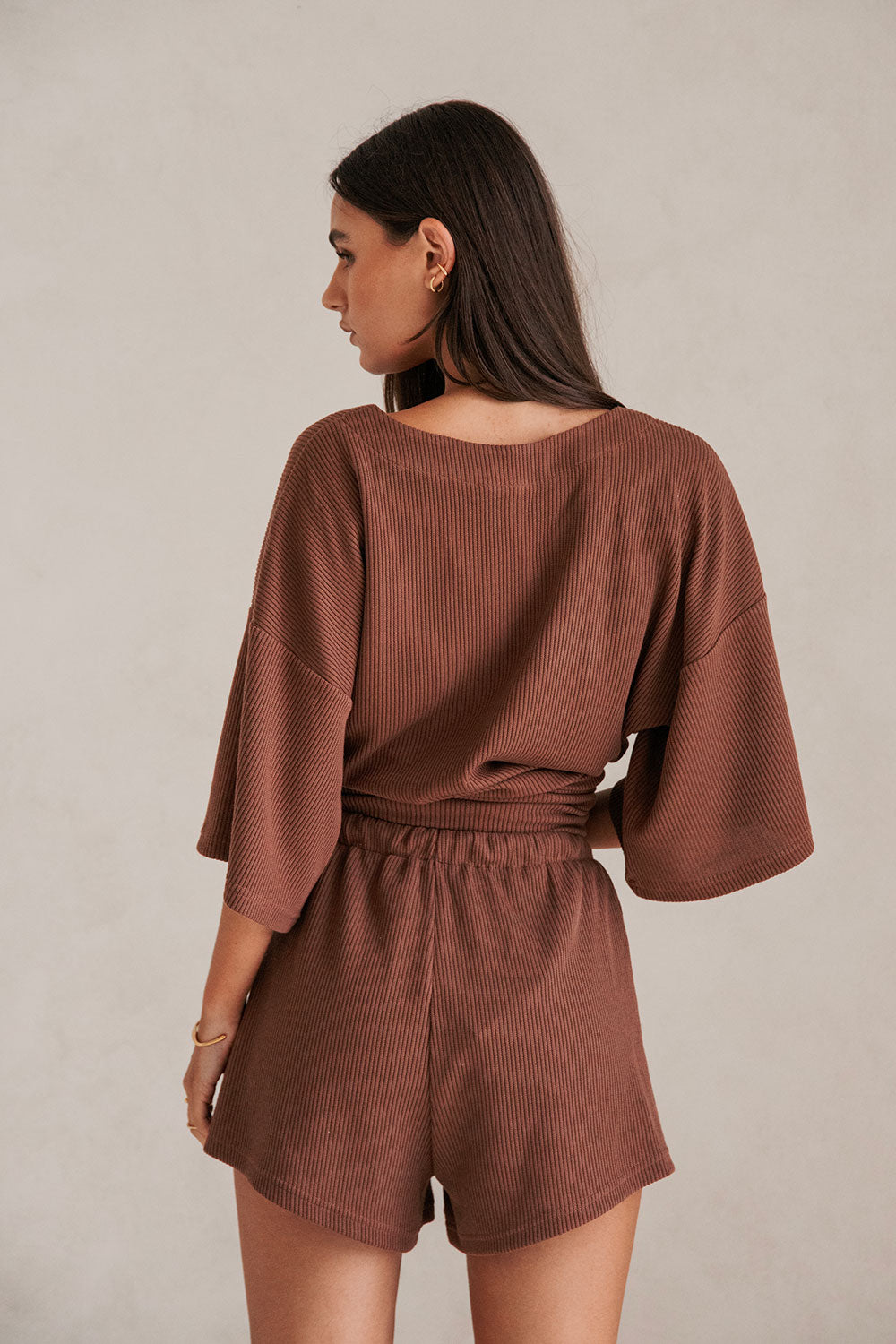 Chocolate Brown Lightweight Knit Rib Wyatt Shorts - A Fashionable Choice