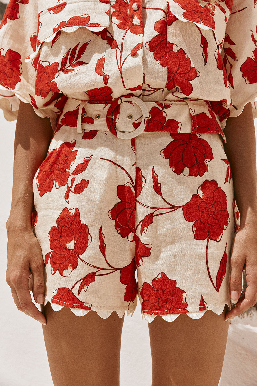Arlette Women's Blooming Print Resort Linen Shorts for Spring 2024