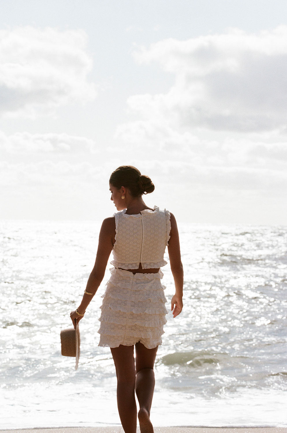 Elegant Elios Mini Dress with Natural Flower Embroidery