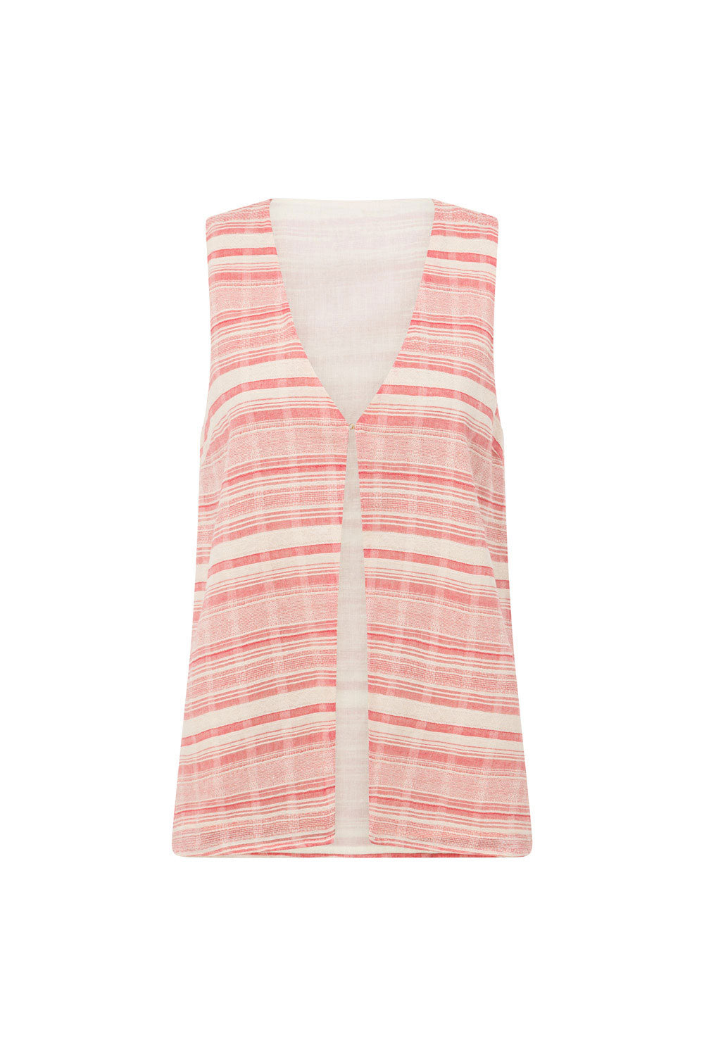 Exquisite Nihira Longline Cotton Top with Pink and White Stripes