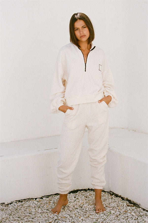 Super Soft Cream Sherpa High-Waisted Kiri Cosy Pants