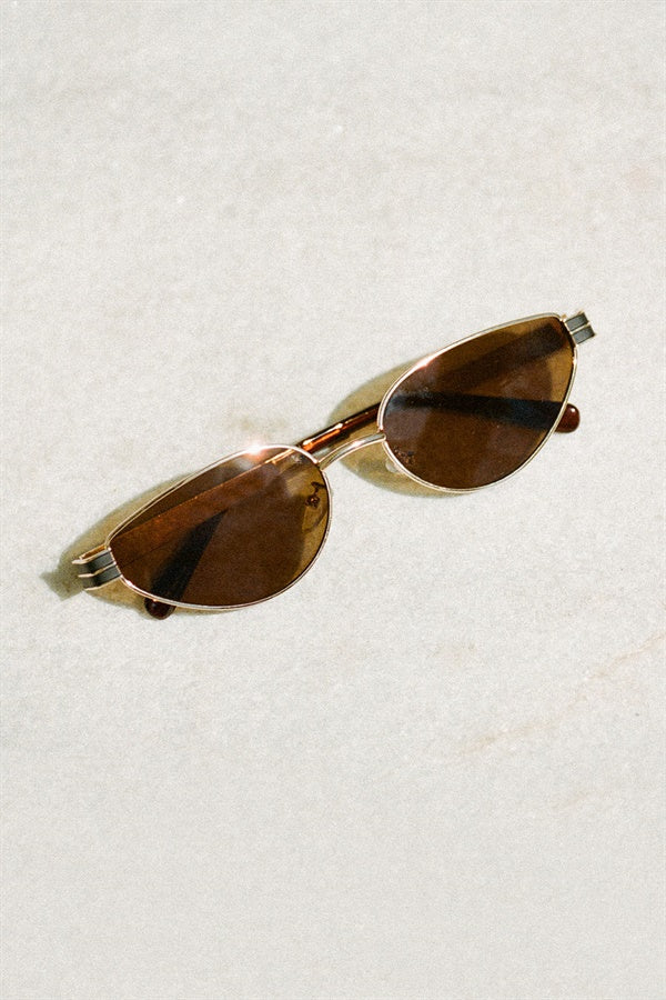Stylish Brown Vintage-Inspired Heidi Sunglasses with Gold Frame
