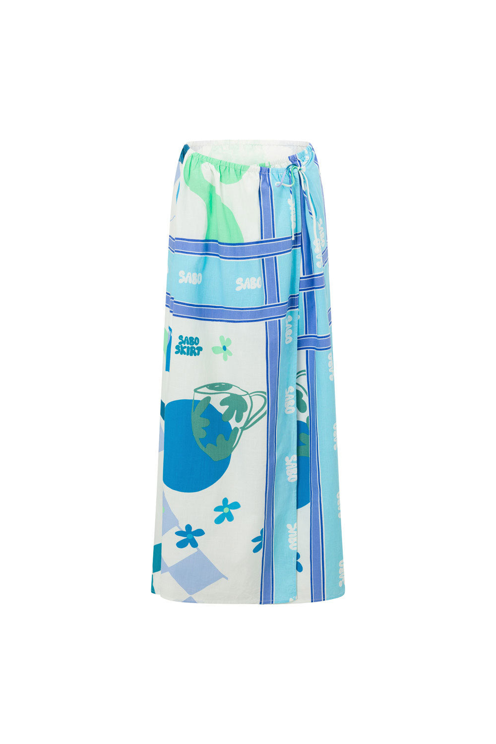 Sabo Exclusive Naya High-Waisted Wrap Skirt with Scarf Azure Print