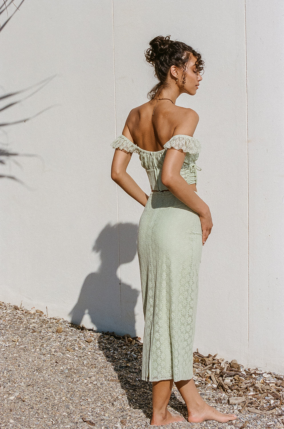 Exquisite Delicate Flower Lace Josa High Waisted Midi Skirt
