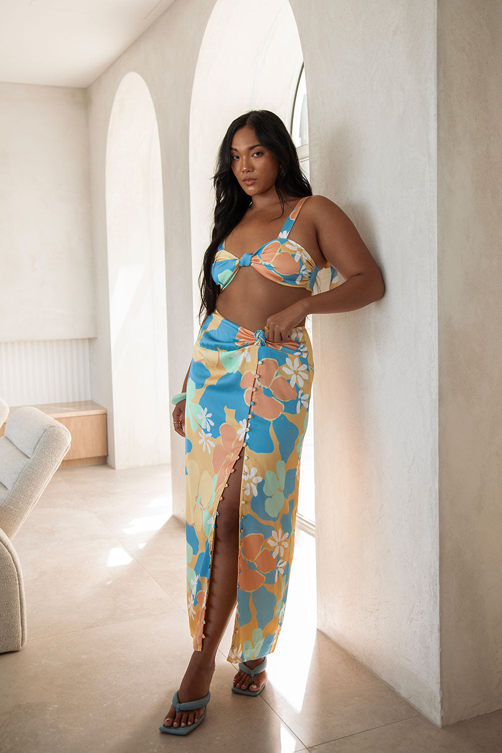 Exclusive Loviana Tropical Print Remi Style Women's Midi Skirt