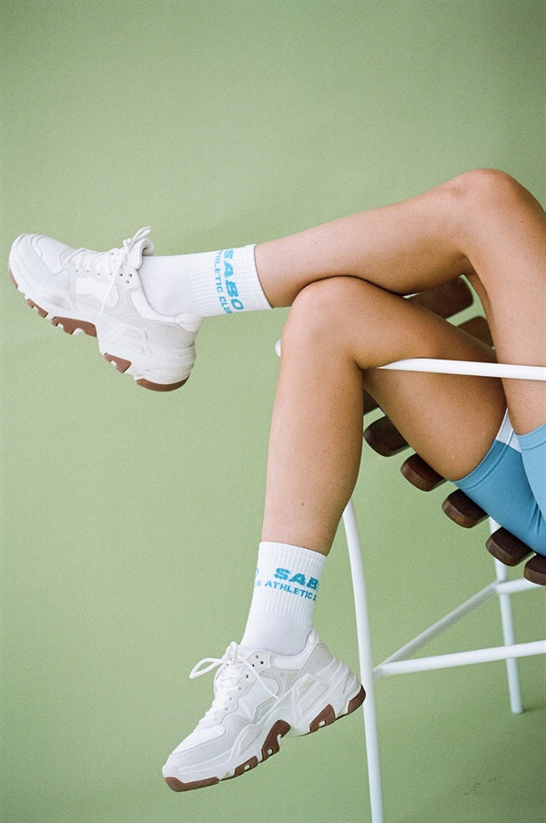 Blue Sabo Athletic Style Crew Socks - Ideal for Sneakers