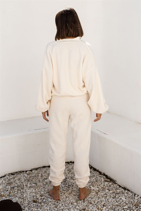 Super Soft Cream Sherpa High-Waisted Kiri Cosy Pants