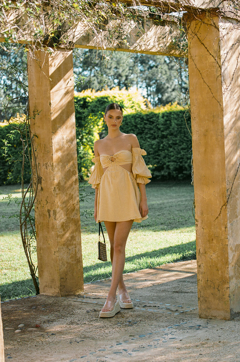 Sabo Exclusive Dusty Yellow Lightweight Halter Daria Dress
