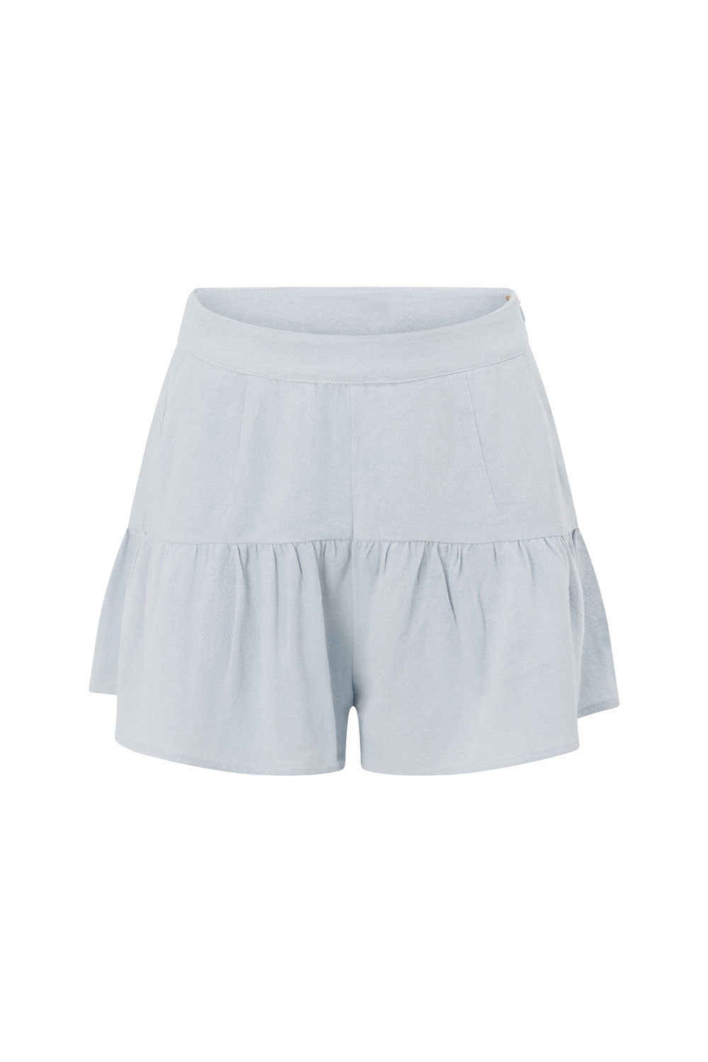 Blue Sky-Hued Natural Cotton Ramie Blend Luna Shorts