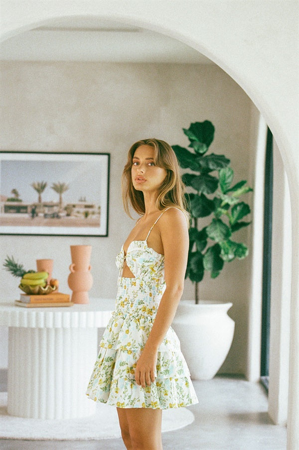 Exclusive Blue Spring Floral Print Women's Belen Dress