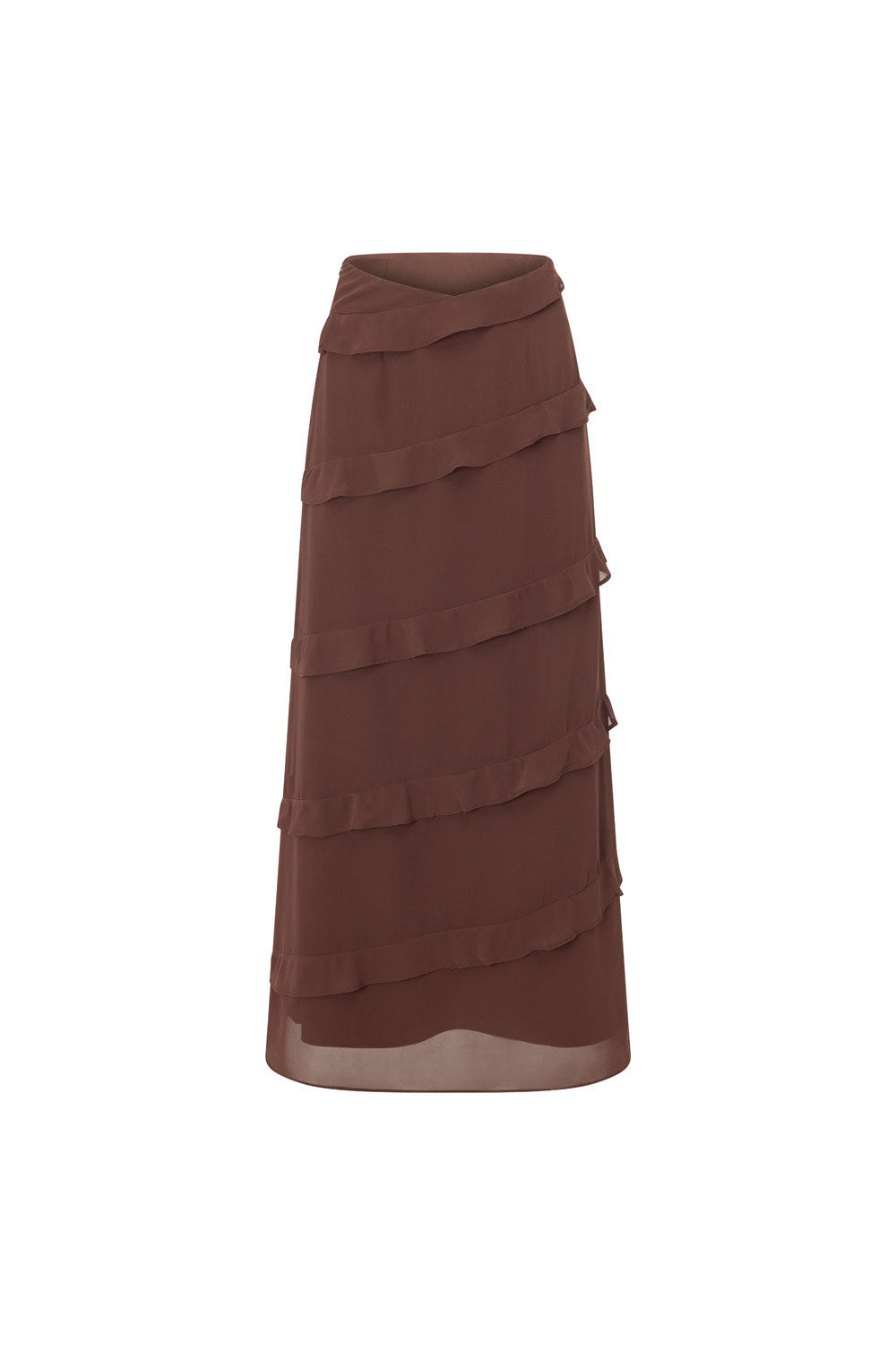 Chocolate Brown Soft Chiffon Alyce Maxi Skirt for Women