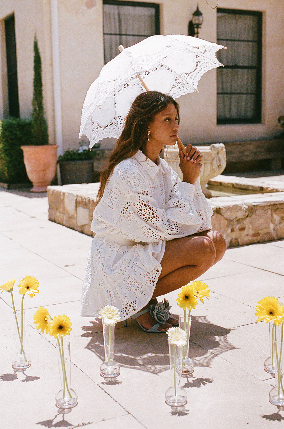 Fashionable Belted Lota Broderie Dress - Exclusive Sample Piece