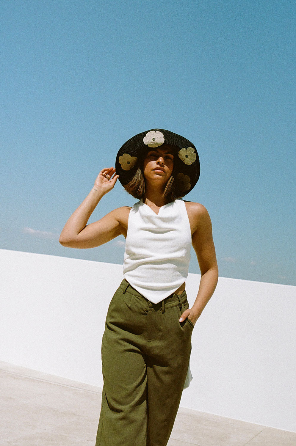 Stylish 90's Inspired White Lightweight Woven Knit Edith Top