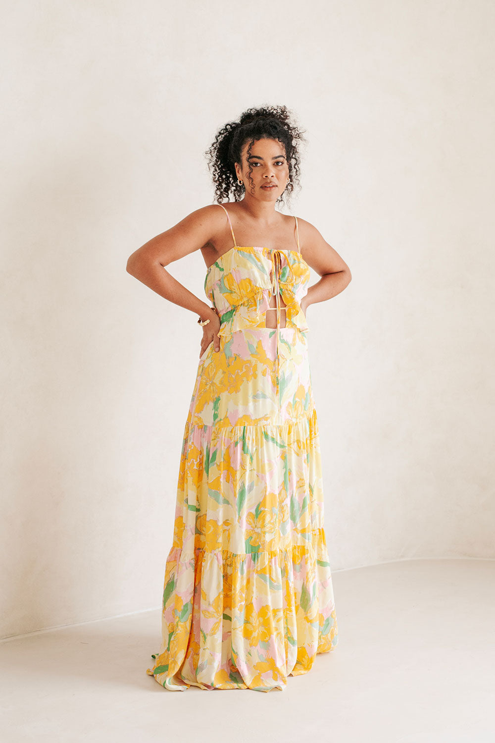 Exclusive Scout Floral Calabria Halter Maxi Dress