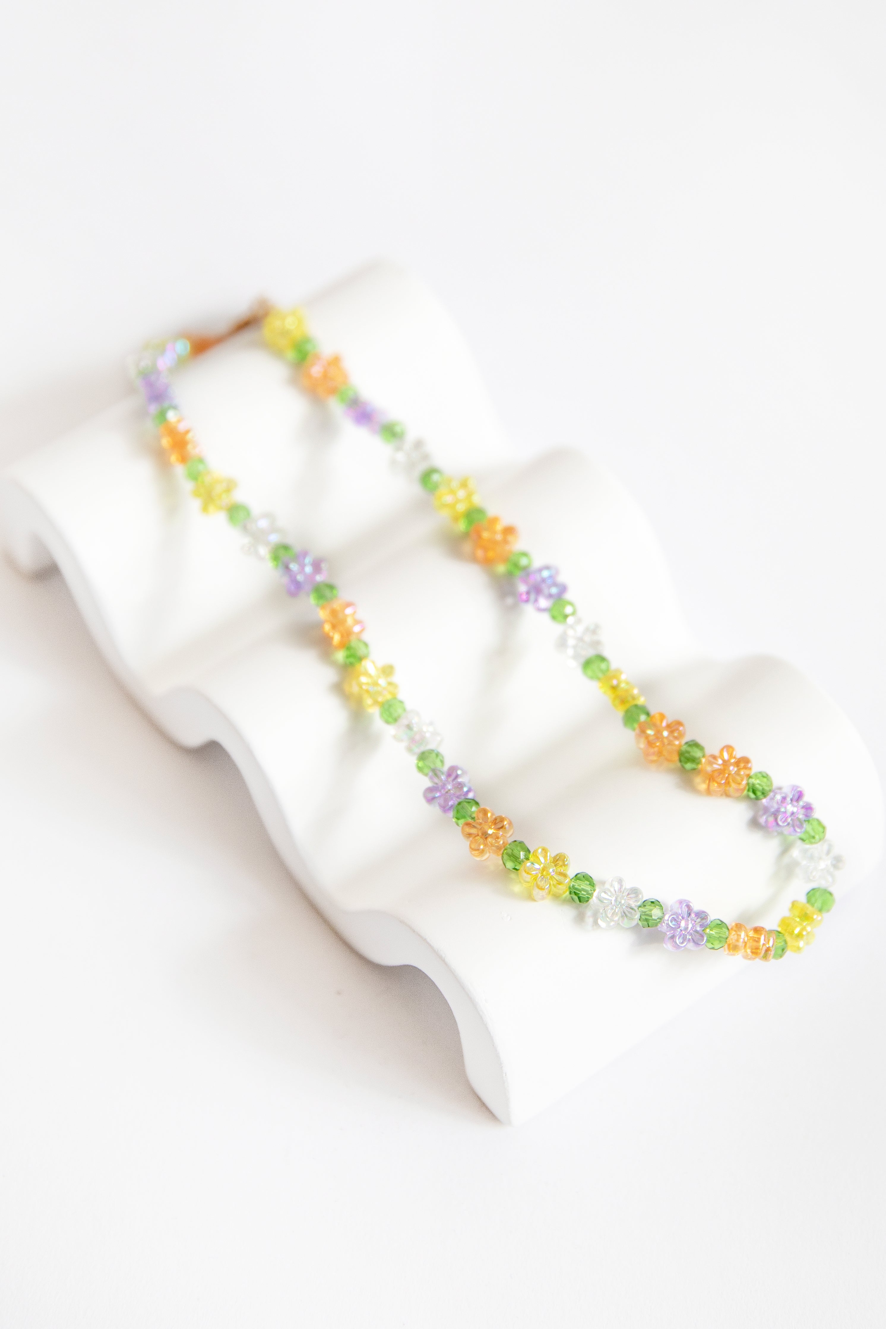 Colorful Floral Transparent Beaded Choker - Perfect for Stacking