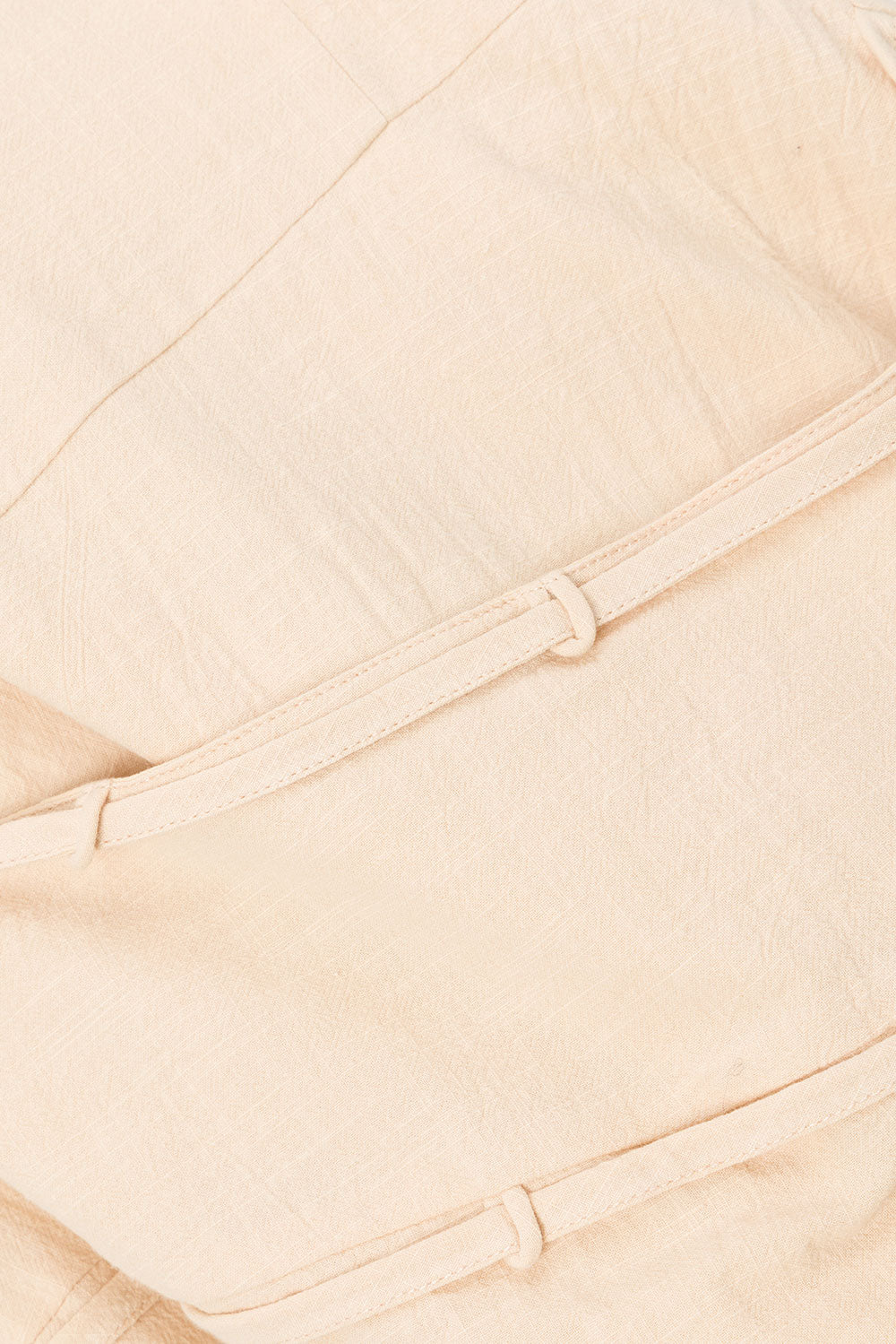 Sandy Beige Natural Cotton Slub Strapless Bandera Mini Dress