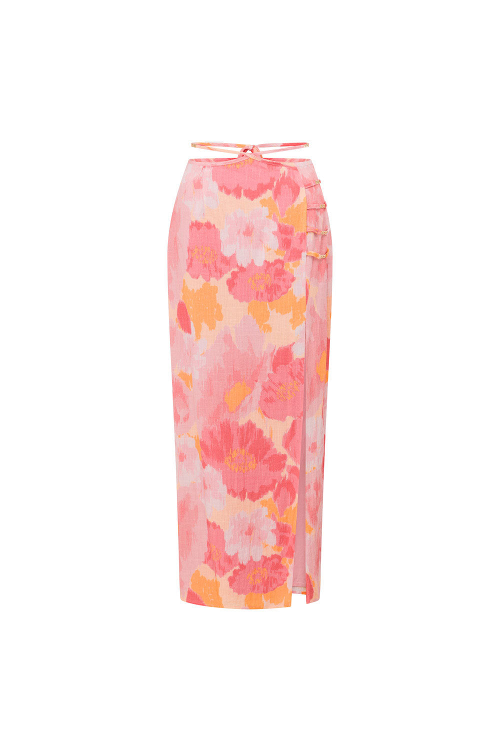 Stylish Women's Serralina Pink Gerbera Print Midi Skirt for Special Occasions