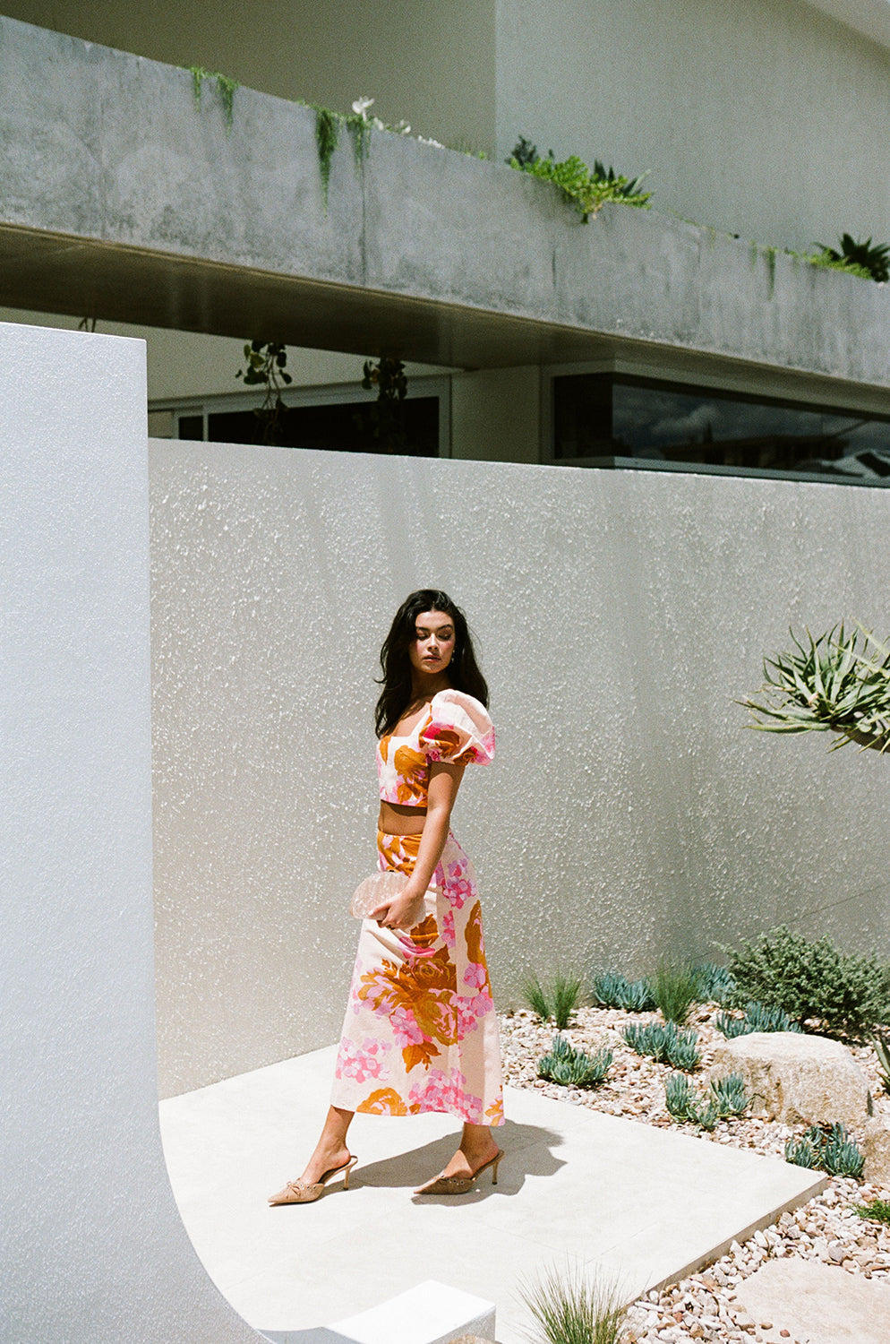 Aleksandra Blue-Threaded Midi Skirt - A Unique Sample