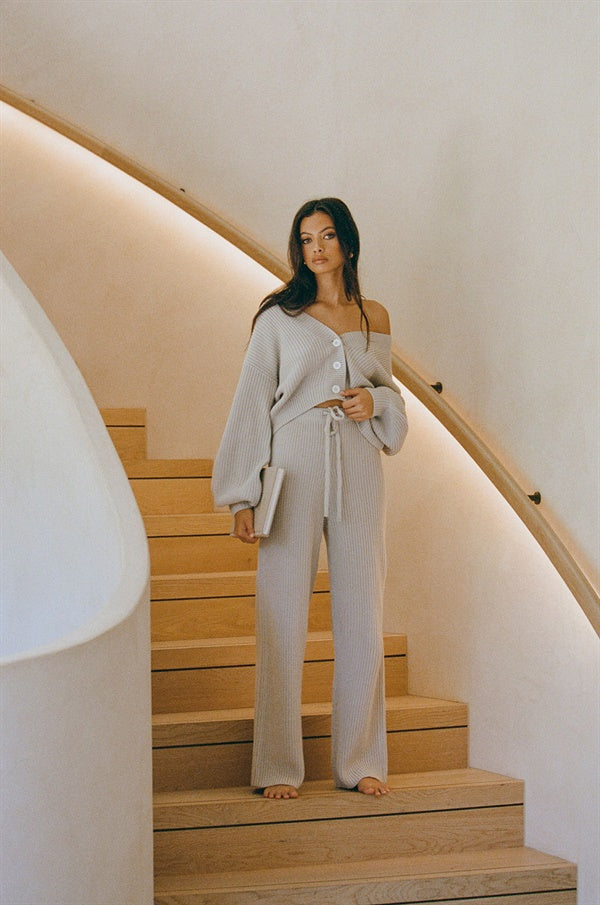 Sabo Exclusive Zenith Grey Knitted Cardigan Style Top