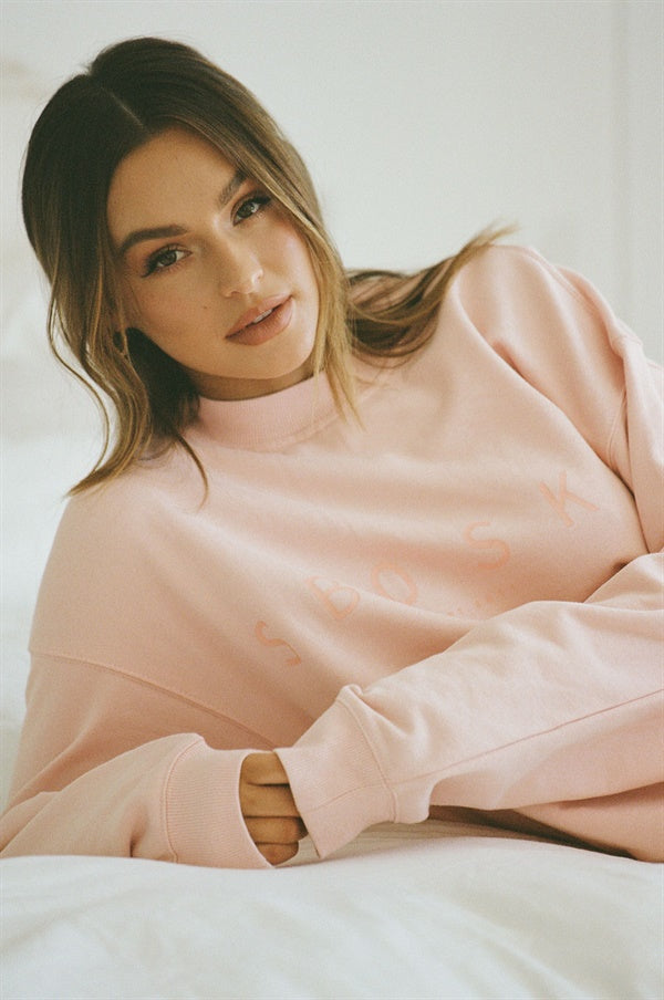 Soft Pink Natural Cotton Avenue Crew Winter Sweater