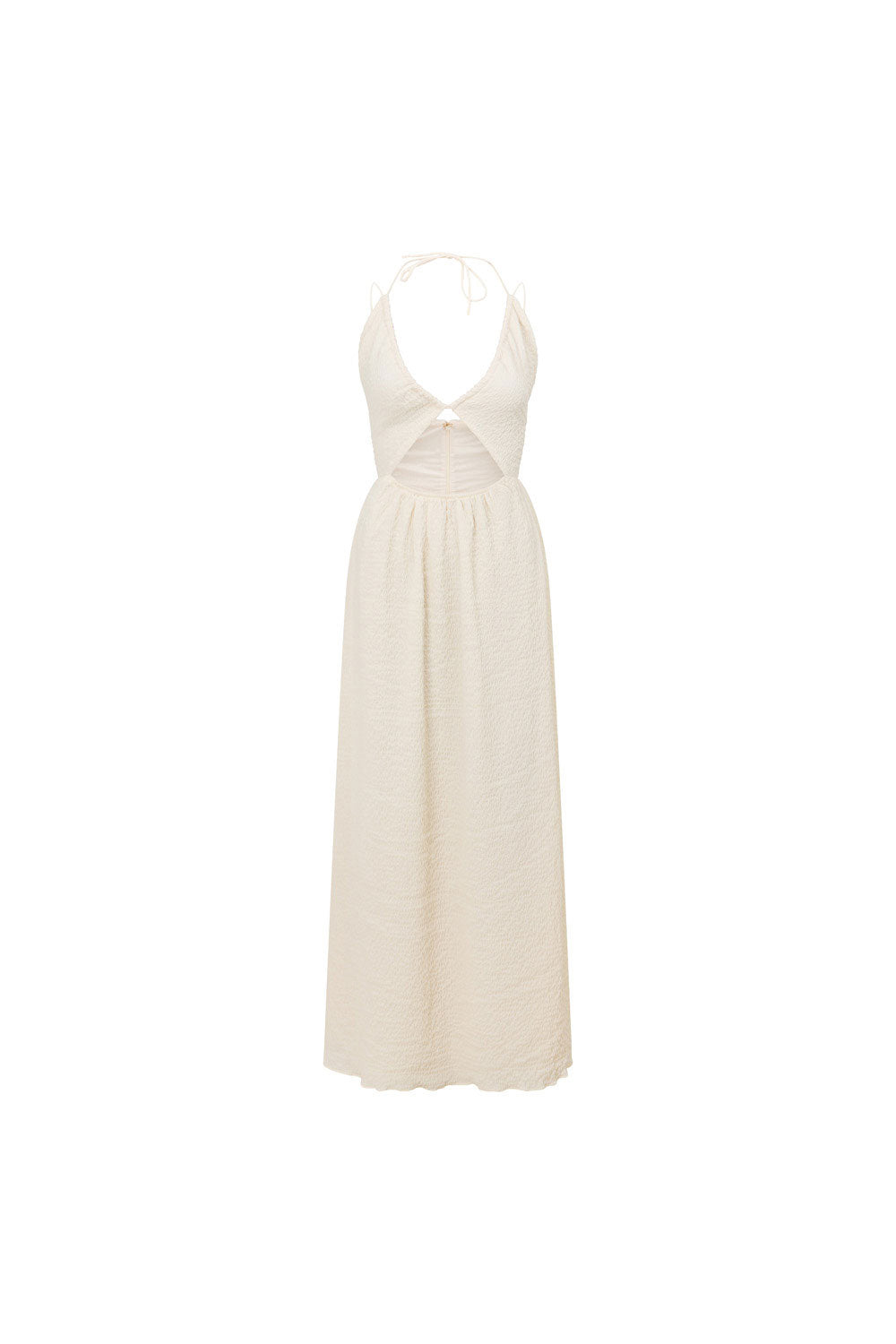 Cream Textured Crepe Bardot Dress for Bridal Events