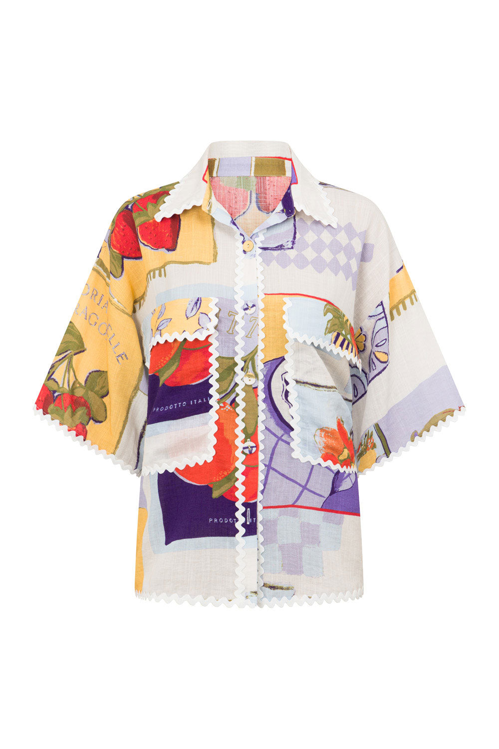Women's Summer 2024 Exclusive Villagio Purple Print Donna Rosa Boxy-Fit Top