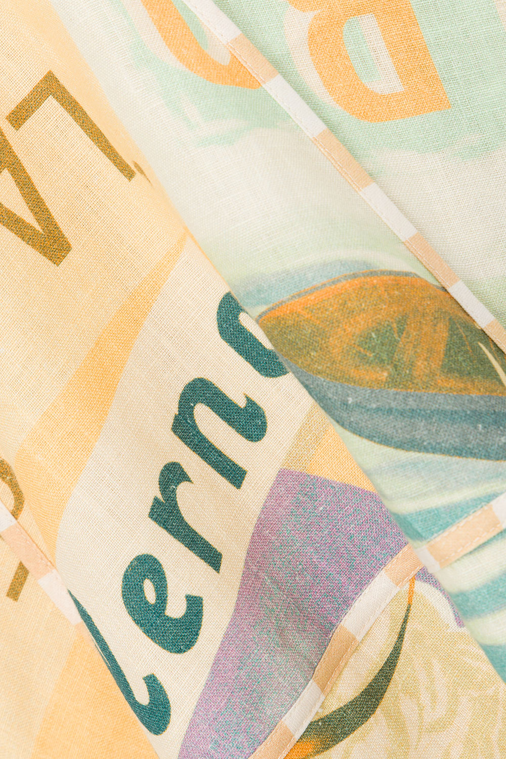 Genova Linen Dress with Exclusive Fiorire Acqua Print and Gold Hardware