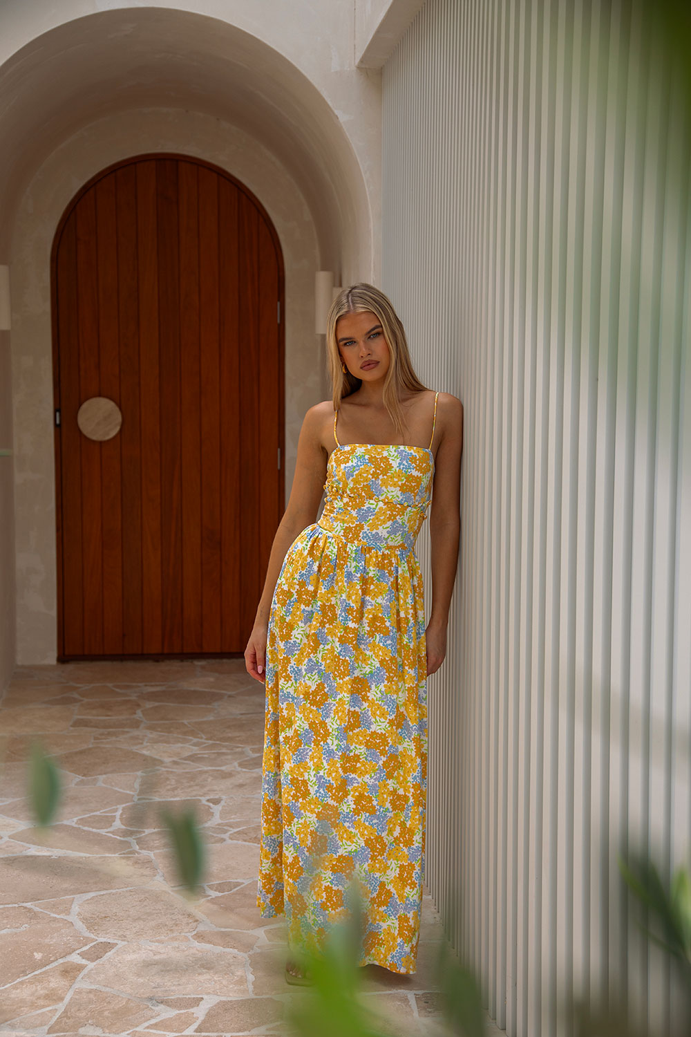 Women's Tropical Bud Floral Printed Jaid Midi Dress