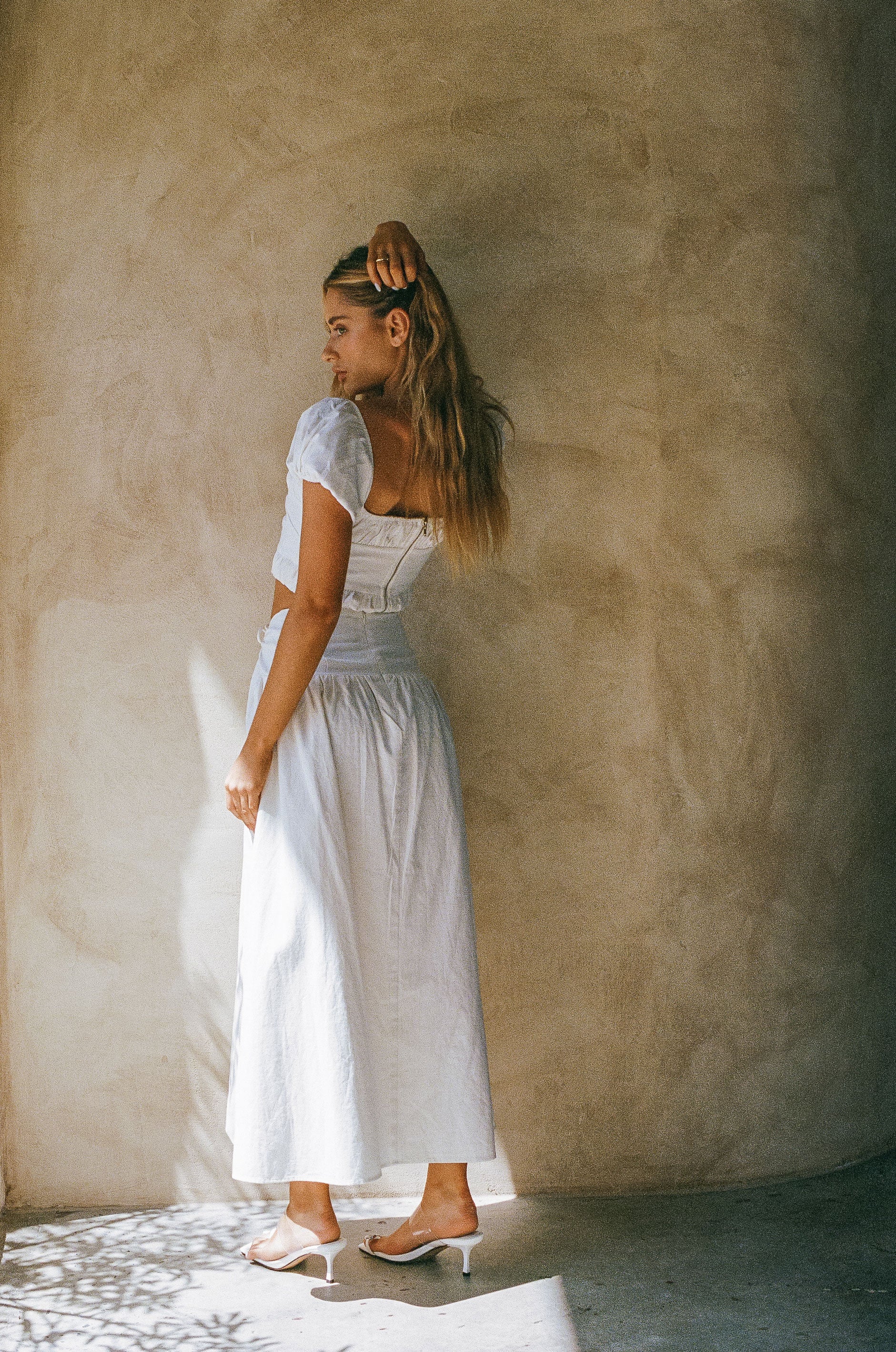 Exclusive Sabo Designed White Natural Cotton Cropped Dahana Top