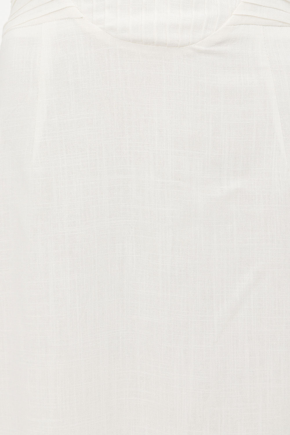 Exquisite Off-White Viscose Linen Blend Nessa Pleated Midi Dress