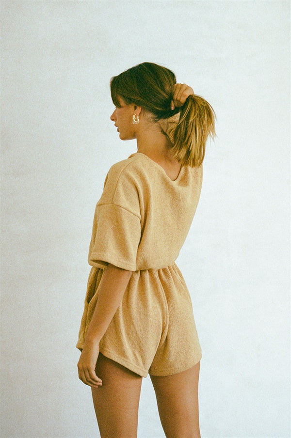 Mustard Lightweight Knit Juniper Playsuit - A Comfy and Cute Go - to Outfit