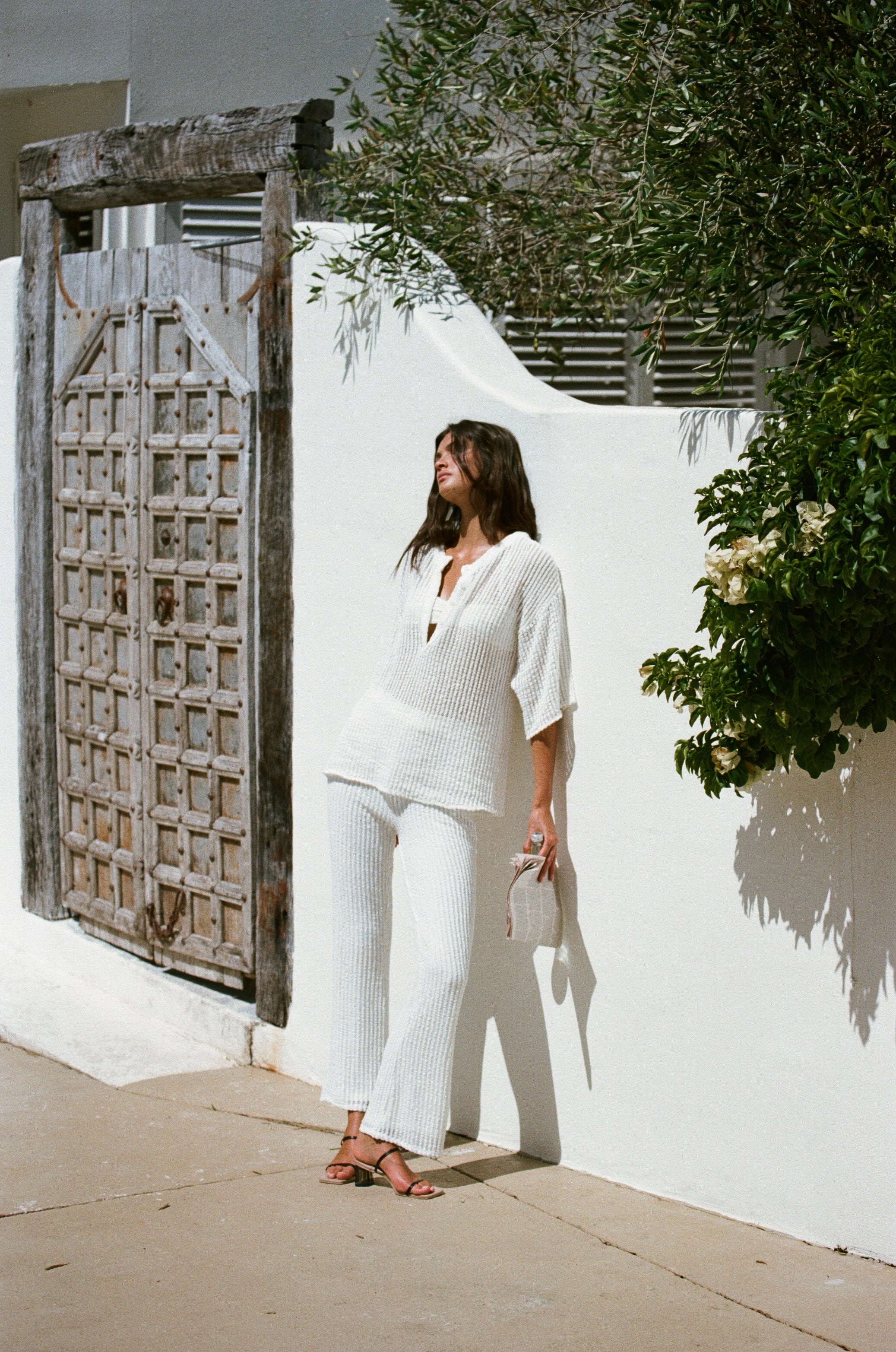 Exclusively Designed Off-White Mesh High-Waisted Jadana Pants