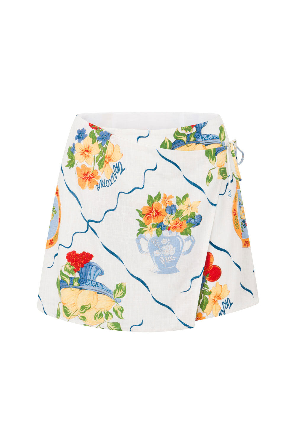 Fashionable Alessia Wrap Mini Skirt with Exclusive Trattoria Print
