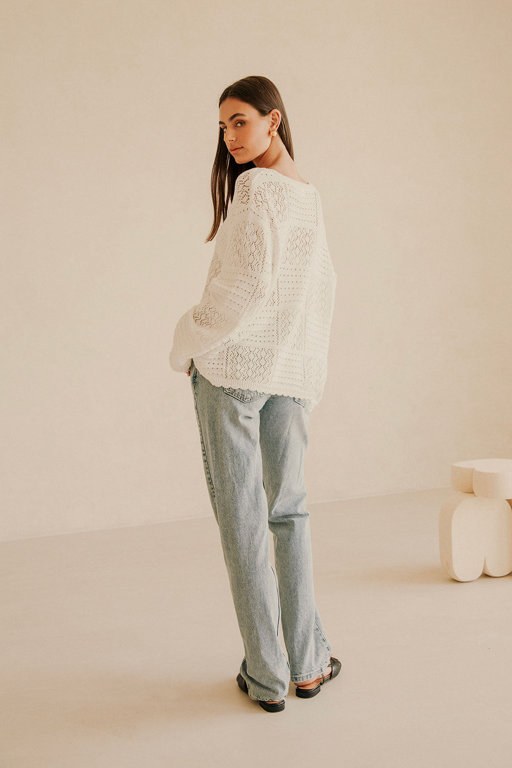 Sweet Vintage-Inspired White Cotton Martina Top