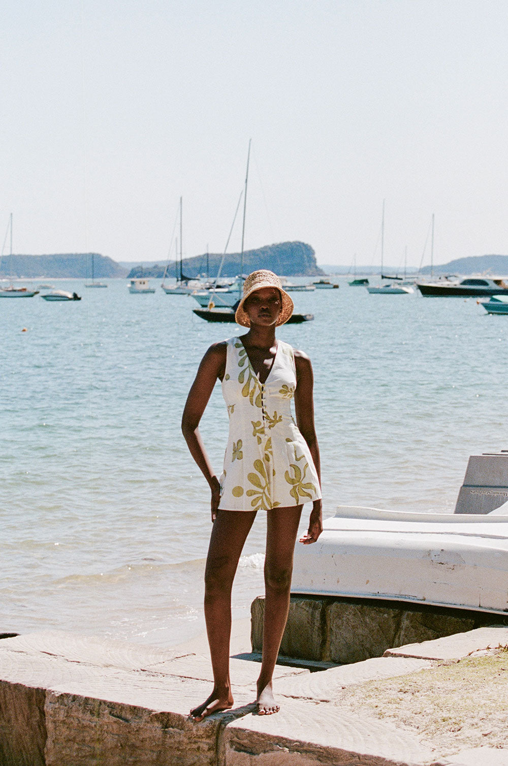 Exquisite Women's Jade Cotton Playsuit with Exclusive Print